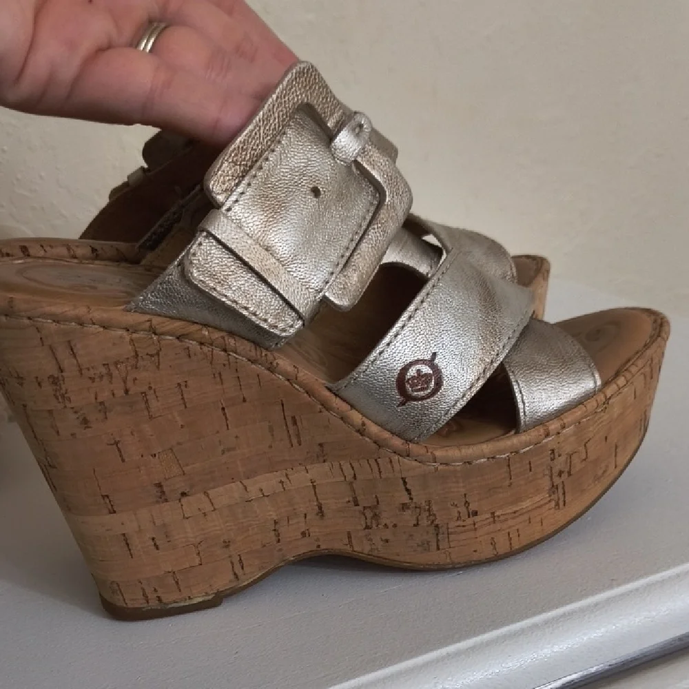 Born Women's Silver Platform Sandals - Picture 6 of 11